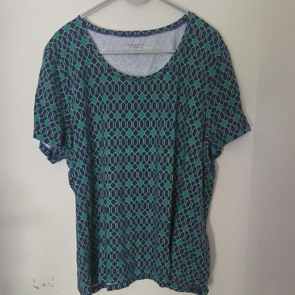 Talbots Green and Blue Patterned Short Sleeve Top - Picture 1 of 1